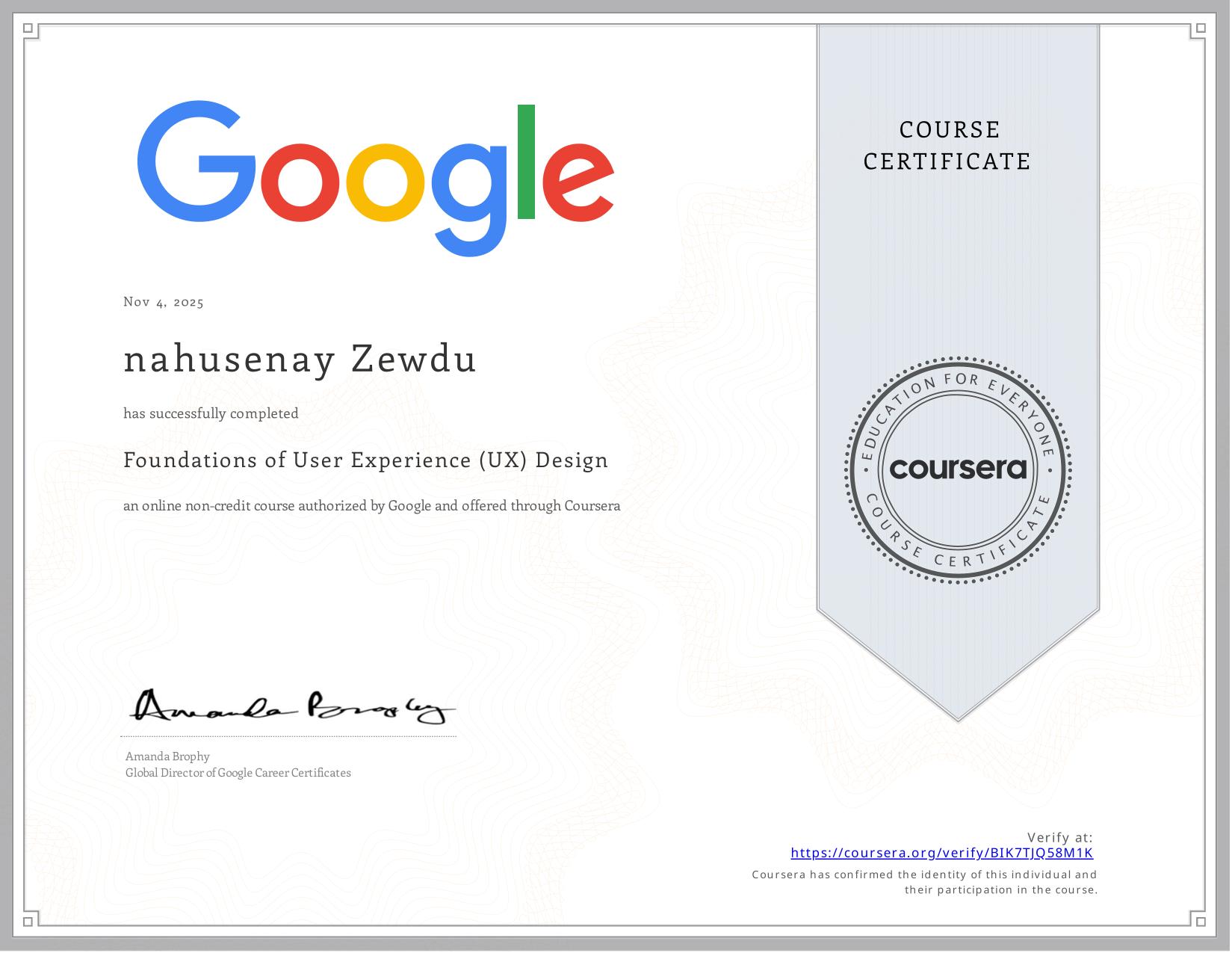 Coursera certificate